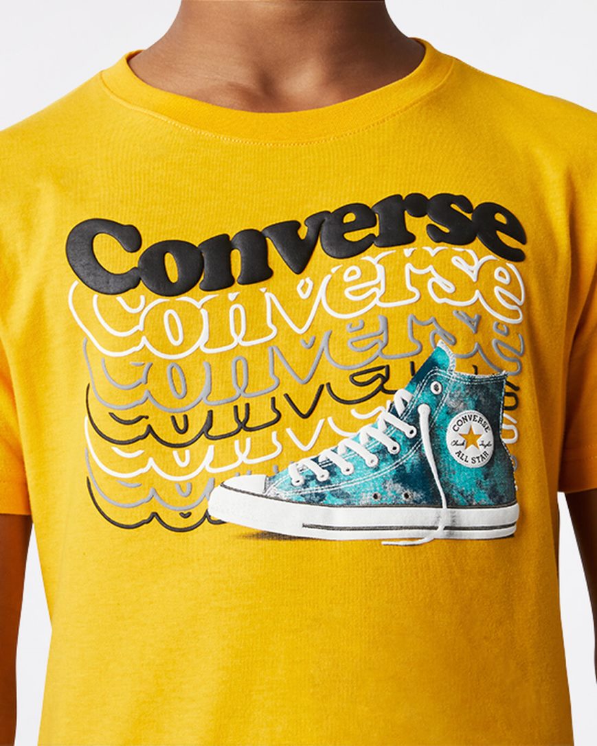 T-Shirts Converse Wavy Wordmark Sneaker Chlapcenske Žlté | SK XZPYM5